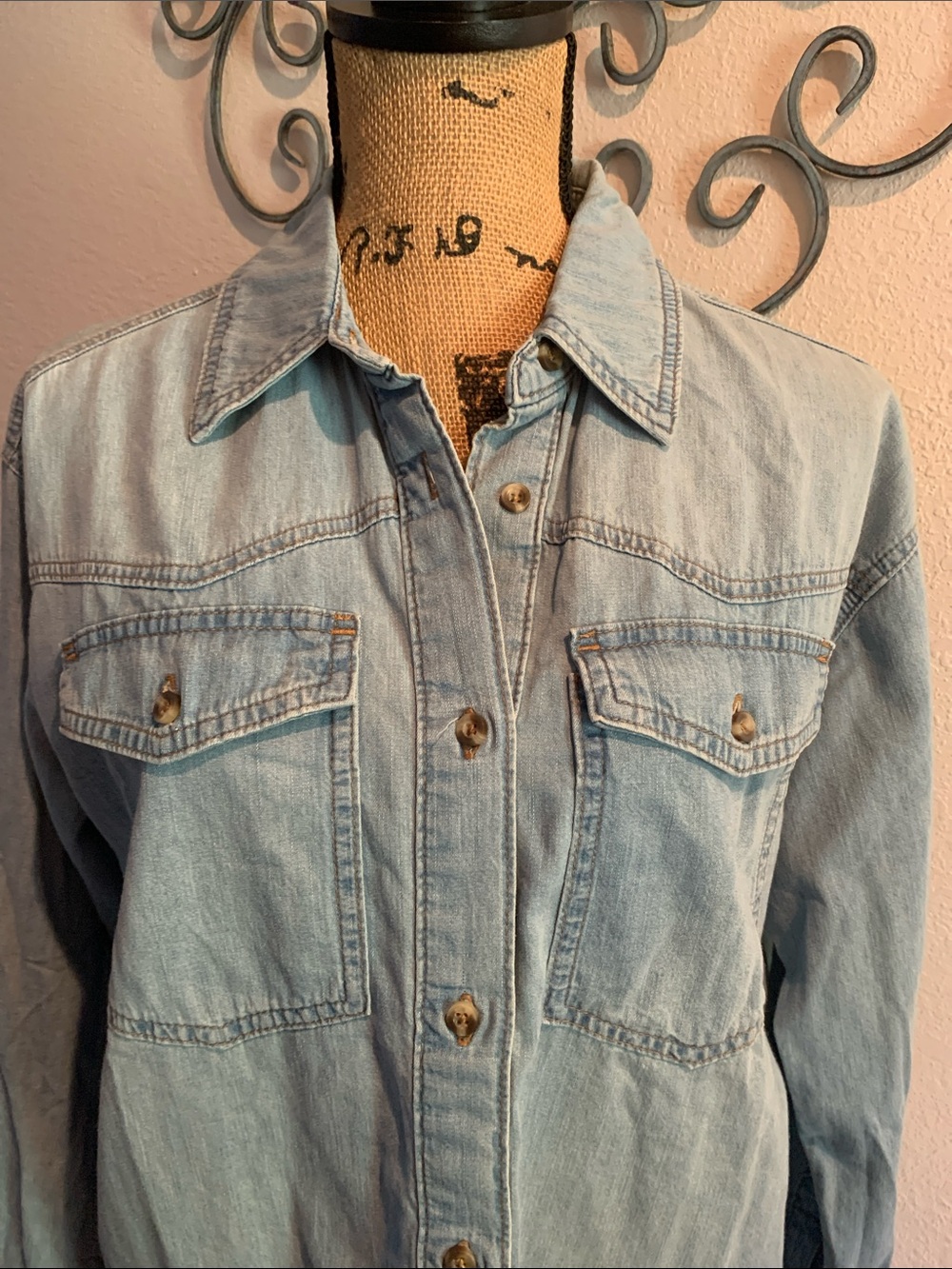 sofia by sofia vergara Light Wash Denim Button-Down Shirt